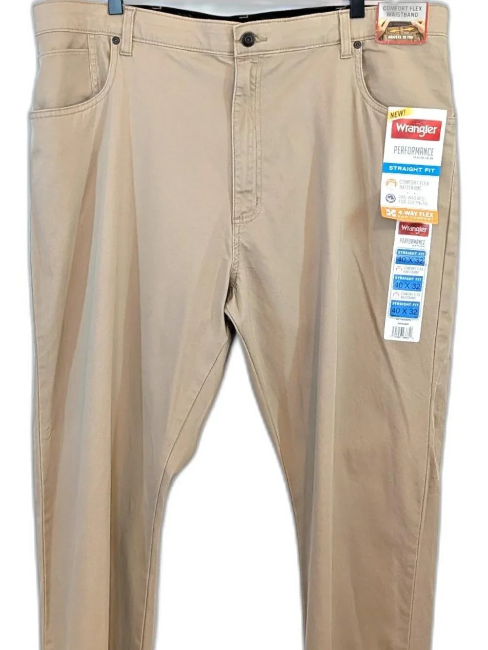 NWT Wrangler Men's | 40x32 Straight Fit Performance Series Khaki Tan Pants